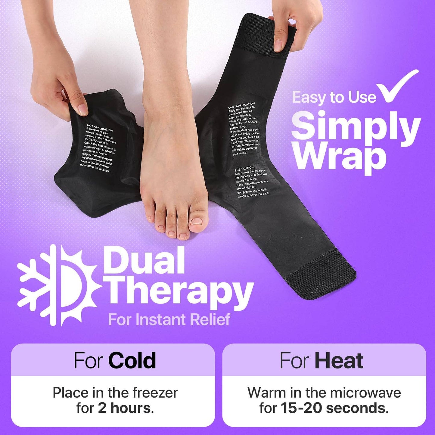 Foot Hot & Cold Wrap | 360° Plantar Fasciitis & Achilles Relief | Dual-Pack