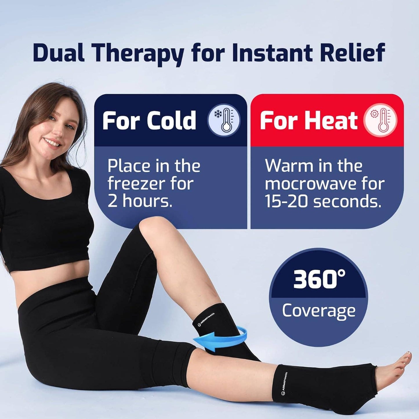 Ankle Ice Pack Wrap | 360° Plantar Fasciitis & Achilles Relief | Large/Extra Large Size