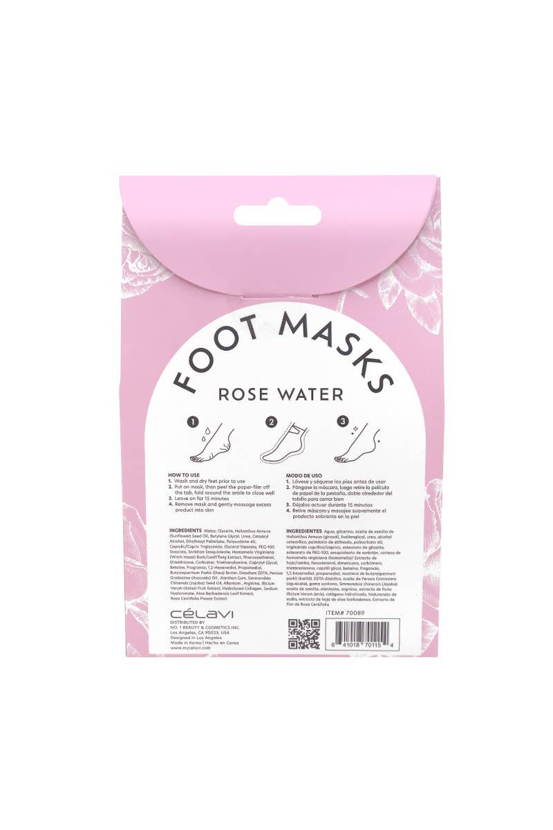 Celavi Rose Water Foot Masks 3-Pair Set | Hydrate • Soothe • Pamper - Podiatry Market