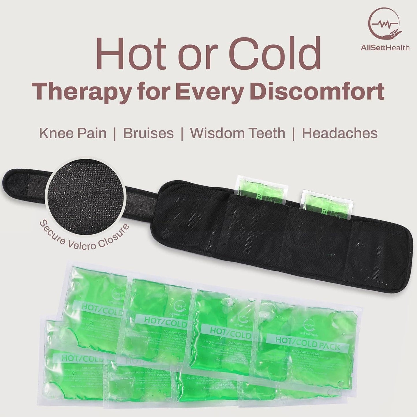 Reusable Ice Packs Wrap | Hot/Cold Therapy for Knee, Ankle & Neck | AllSett Health - Podiatry Market