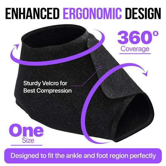 Pair of black adjustable hot and cold therapy foot wraps for plantar fasciitis and Achilles pain - product view 2