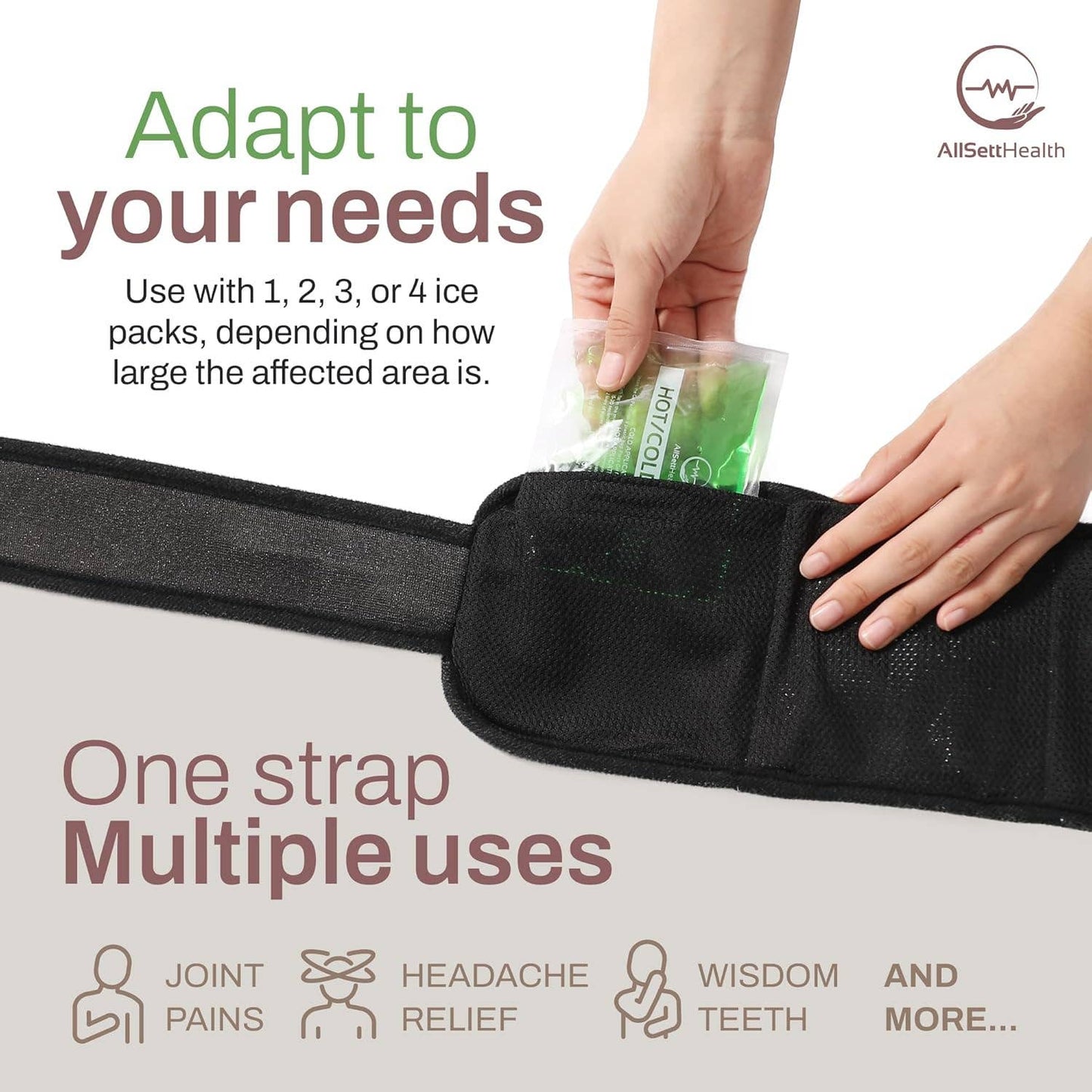 Reusable Ice Packs Wrap | Hot/Cold Therapy for Knee, Ankle & Neck | AllSett Health - Podiatry Market