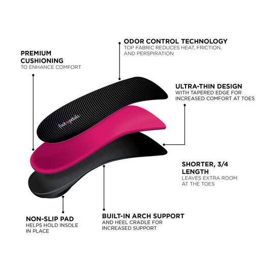 Foot Petals three-quarter length plantar fasciitis orthotic insoles with slim foam arch support - product view 2