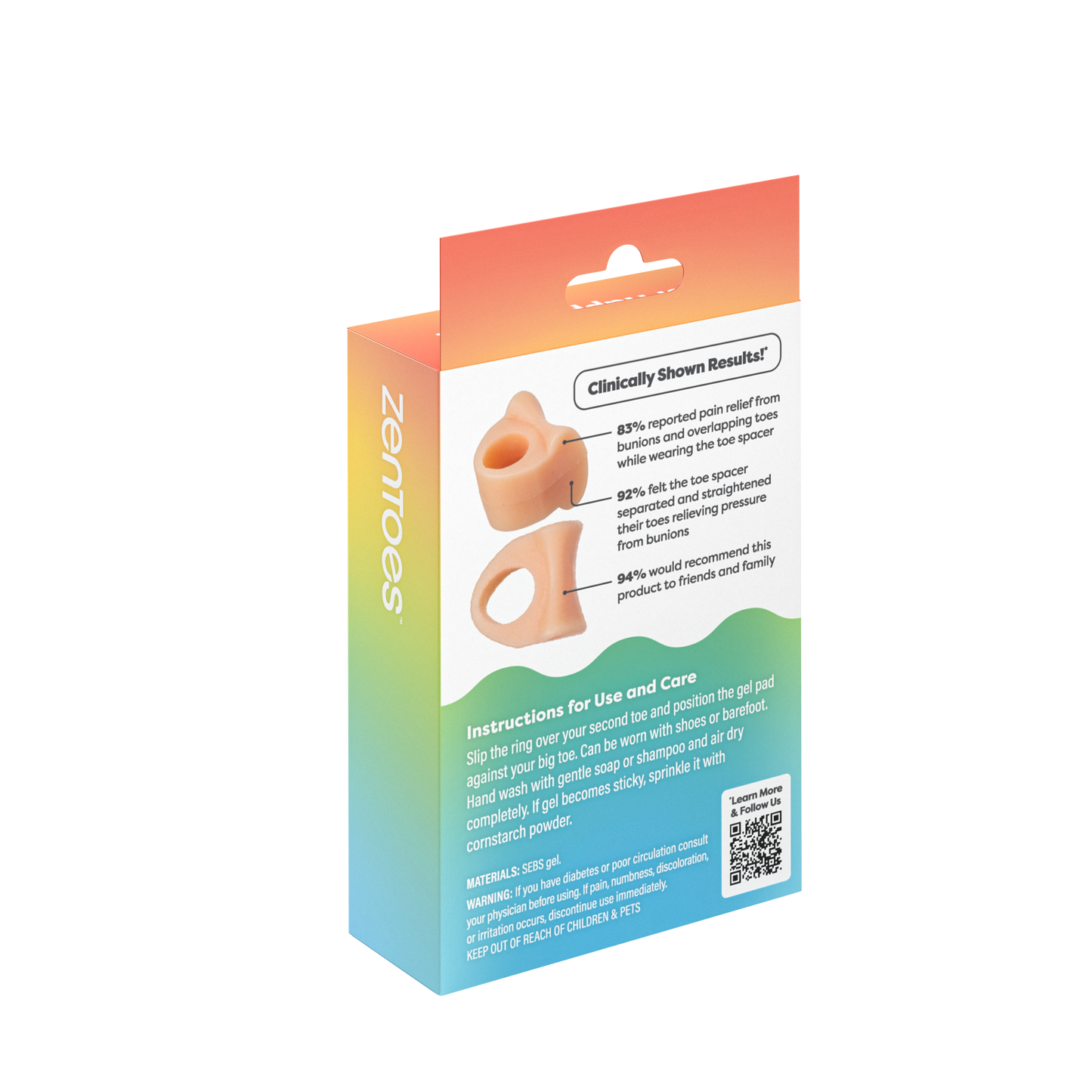 Single Loop Toe Separator, Bunion Corrector - Beige - 2 Pack - Podiatry Market