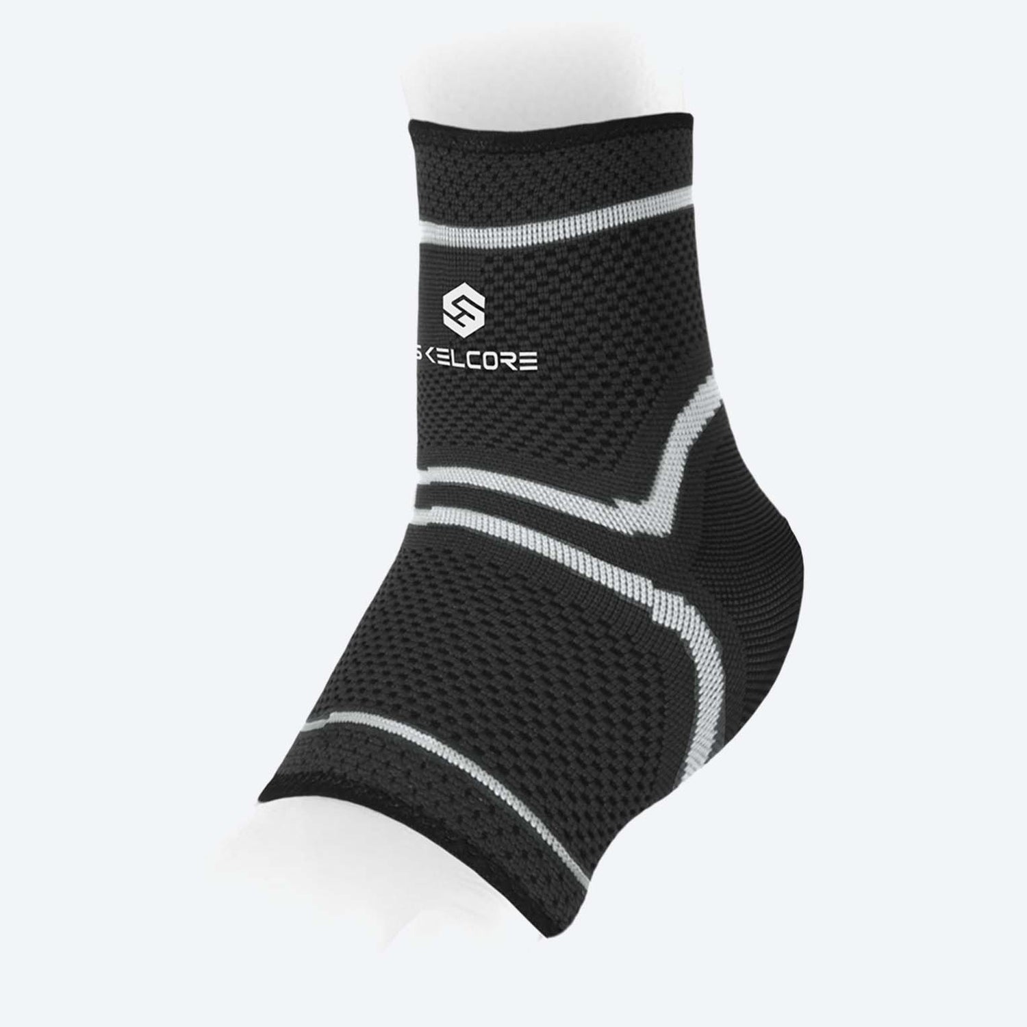 Skelcore black compression ankle sleeve in breathable four-way stretch fabric