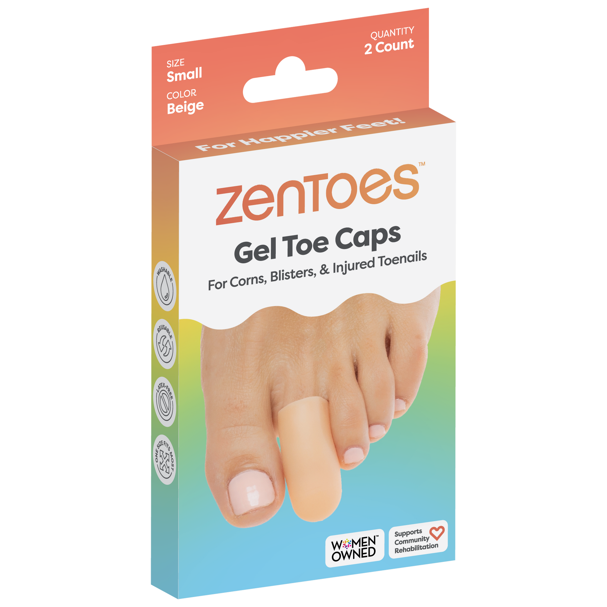 Gel Toe Protector Caps, Beige - 2 Pack - Podiatry Market