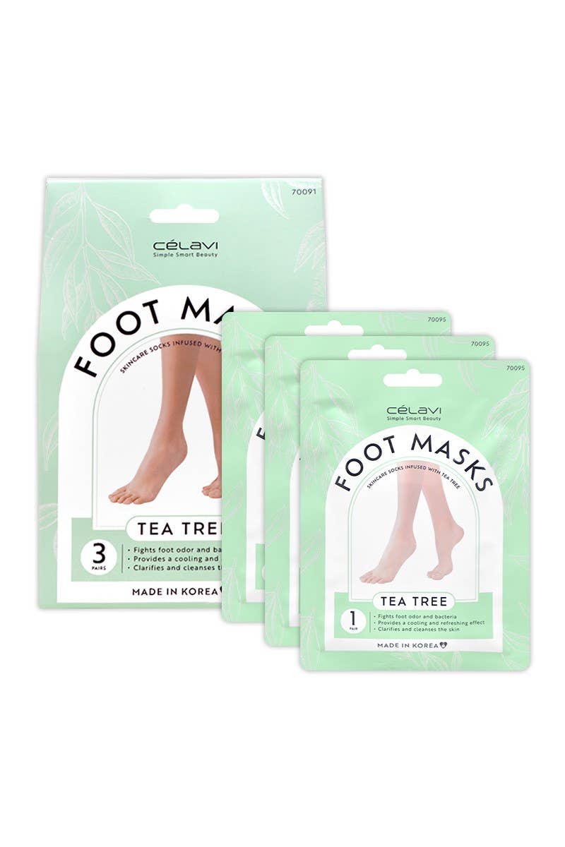 Celavi Tea Tree Foot Mask 3-Pair Set | Deodorize • Purify • Rejuvenate - Podiatry Market