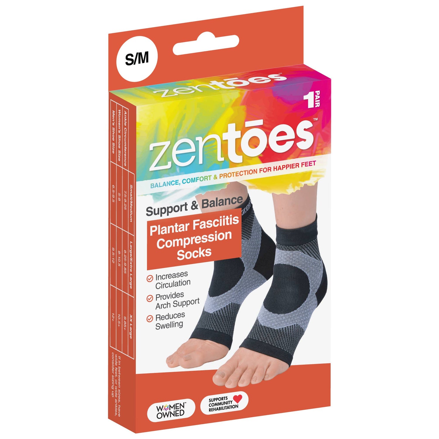 Plantar Fasciitis Compression Socks - 1 Pair - Black - Podiatry Market