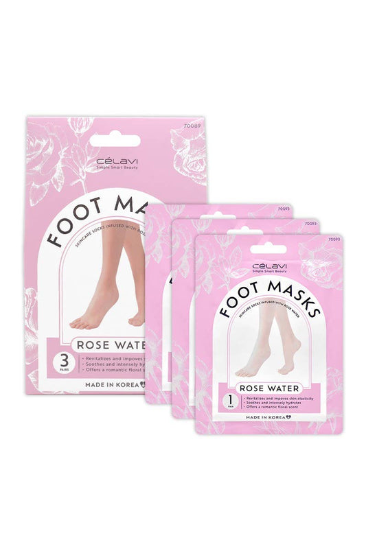 Celavi Rose Water Foot Masks 3-Pair Set | Hydrate • Soothe • Pamper - Podiatry Market